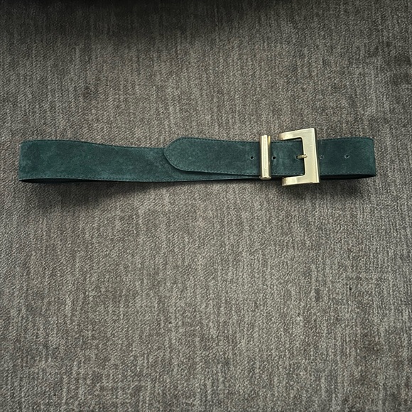 Limited Express Belt L Green Suede Gold Chunky Buckle Vintage Soft - Picture 2 of 5
